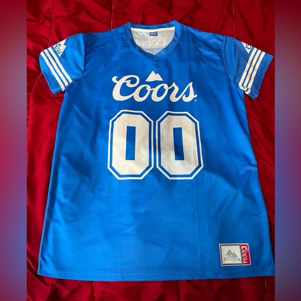 BLUE COORS Athletic Jersey Shirt Size XL Promo Exclusive Beer Football NFL